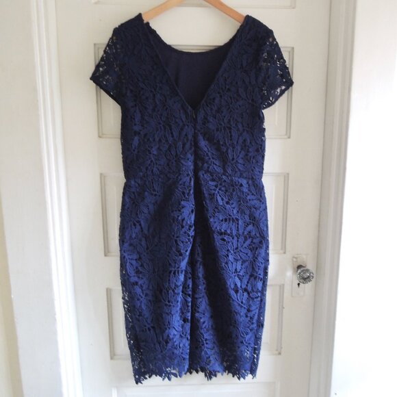 Lulus Blue Floral Lace Overlay Cocktail Sheath Dress XL - Picture 6 of 9